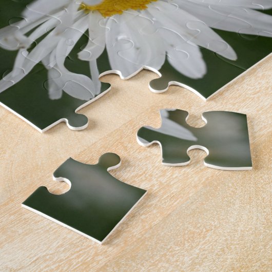 ホワイトデイジーフラワーフレーム自分の写真を追加 ジグソーパズル (側面)