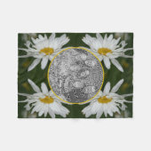 ホワイトデイジーフラワーフレーム自分の写真を追加 フリースブランケット (正面(横))