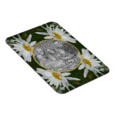 ホワイトデイジーフラワーフレーム自分の写真を追加 マグネット (右側)