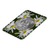 ホワイトデイジーフラワーフレーム自分の写真を追加 マグネット (左側)