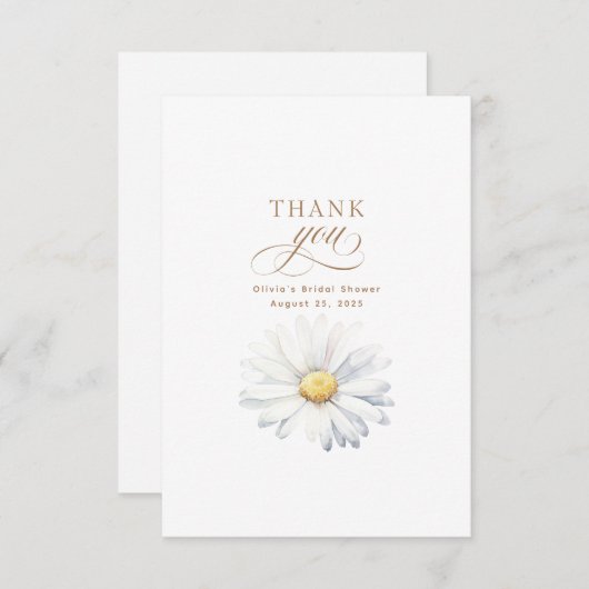 ホワイトデイジーフラワーブライダルシャワーありがとう サンキューカード (正面/裏面)