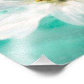 ホワイトデイジーフラワーブルーウォーターポンドアクアターコイズ フォトプリント            (角)