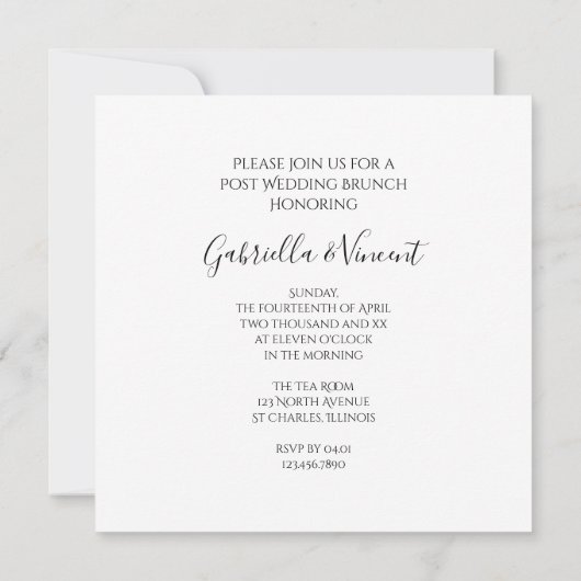 ホワイトデイジーフラワーポスト結婚ズブランチ 招待状 (裏面)