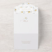 ホワイトデイジーフラワーミニマルエレガントリストボホ結婚ズ オールインワン招待状 (外側)