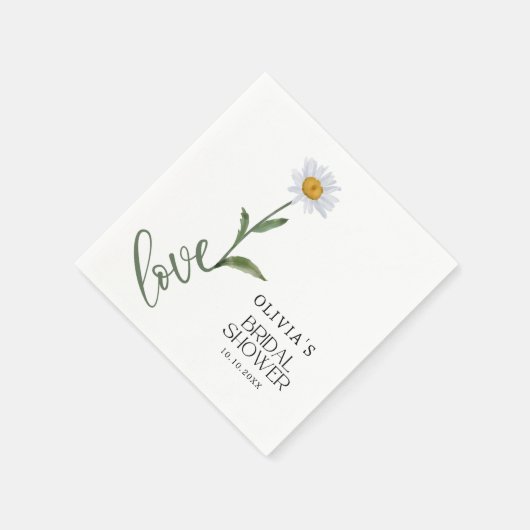 ホワイトデイジーフラワーラブエレガントブライダルシャワー スタンダードカクテルナプキン (角)