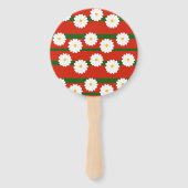 ホワイトデイジーフラワーレッドメリークリスマスホリデー ハンドファン (裏面)