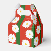 ホワイトデイジーフラワーレッドメリークリスマスホリデー フェイバーボックス (裏面サイド)