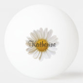 ホワイトデイジーフラワー名前をカスタムする 卓球ボール (裏面)