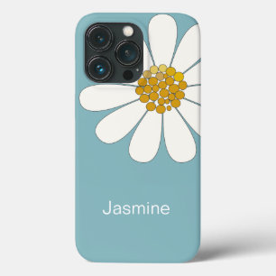ホワイトデイジーフラワー名前をカスタムする iPhone 13 PROケース