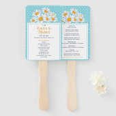 ホワイトデイジーフラワー水玉模様パターンフローラ結婚ズ ハンドファン (正面&裏面)