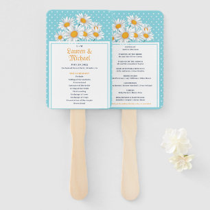 ホワイトデイジーフラワー水玉模様パターンフローラ結婚ズ ハンドファン