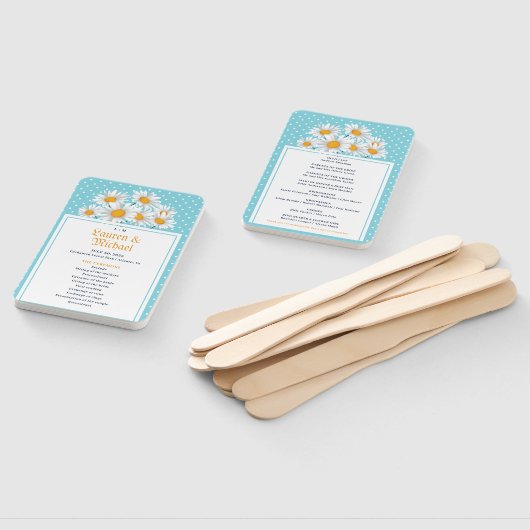 ホワイトデイジーフラワー水玉模様パターンフローラ結婚ズ ハンドファン (組立なし)