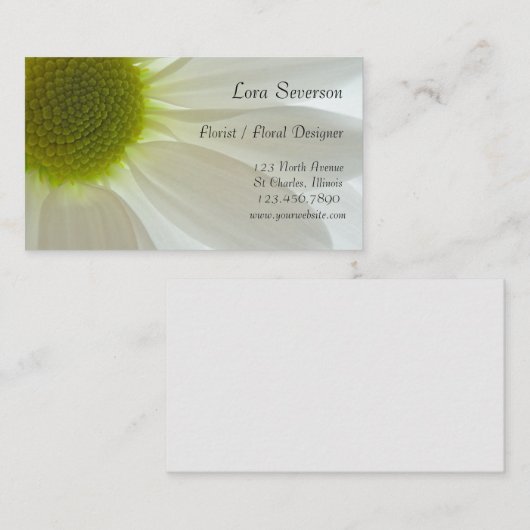 ホワイトデイジーフラワー花びら 名刺 (正面/裏面)