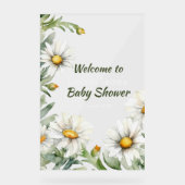 ホワイトデイジーフレーム男の赤ちゃんシャワー アクリルサイン (正面)