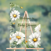 ホワイトデイジーフレーム男の赤ちゃんシャワー アクリルサイン (ニュートラル)