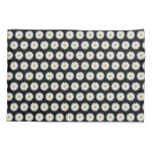 ホワイトデイジーフローラルパターンオンブラック 枕カバー (裏面-左)