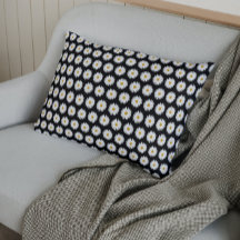 ホワイトデイジーフローラルパターンオンブラック