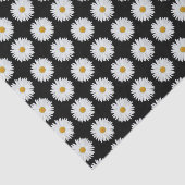 ホワイトデイジーフローラルパターンオンブラック 薄葉紙 (詳細)