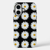 ホワイトデイジーフローラルパターンオンブラック Case-Mate iPhoneケース (裏面)