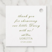 ホワイトデイジーフローラルベイビーシャワーのお礼 フェイバータグ (裏面)