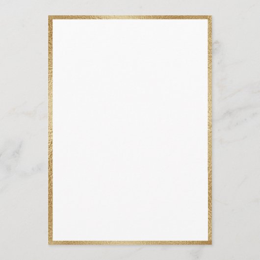 ホワイトデイジーフローラ水彩金ゴールド結婚ズ 招待状 (裏面)