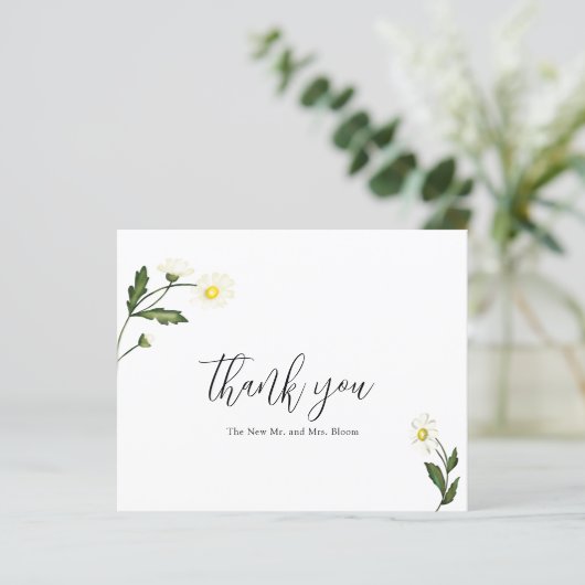 ホワイトデイジーフローラ結婚予算のサンキューカード (スタンド正面)