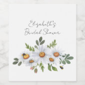 ホワイトデイジーブライダルシャワーワインボトルラベル ワインラベル (シングルラベル)