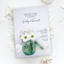 ホワイトデイジーブルージャ結婚ールズリハーサルディナー 招待状