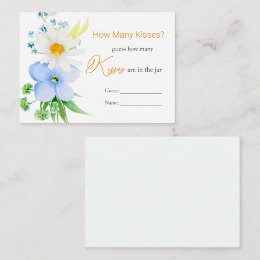 ホワイトデイジーブルーフローラ推測ゲーム数キス エンクロージャーカード (正面/裏面)