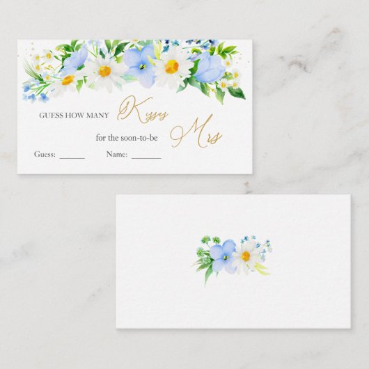 ホワイトデイジーブルーフローラ推測ゲーム数キス エンクロージャーカード (正面/裏面)