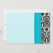 ホワイトデイジーブルーブラックダマスクウェディング招待状 招待状 (裏面)