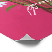 ホワイトデイジーブーケオンピンク絵画グアッシュ ポスター (角)