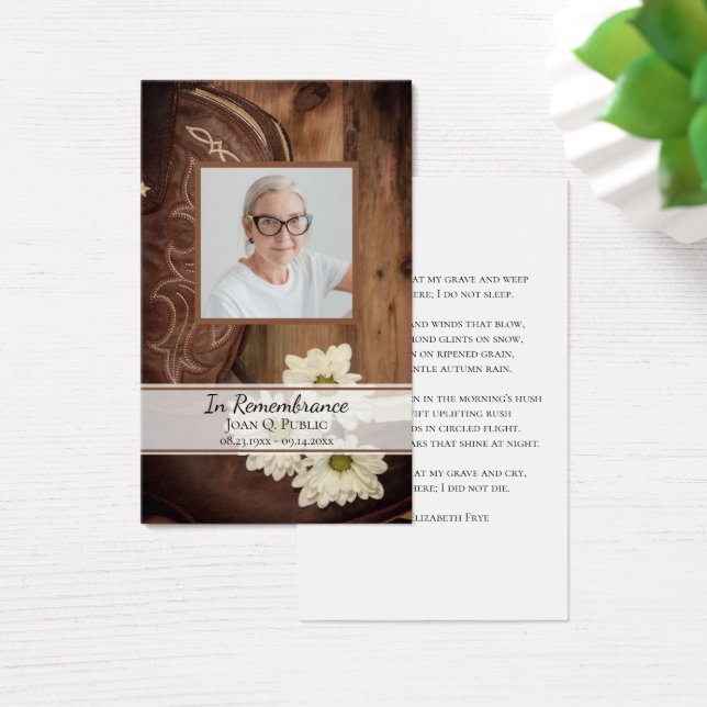 ホワイトデイジーブーツウェスタン葬儀記念祈りの言葉 (デスク)