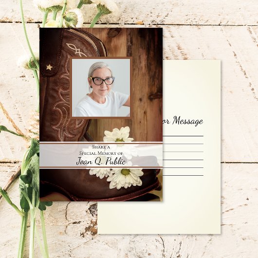 ホワイトデイジーブーツ共有メモリ葬儀メモリアル ノートカード