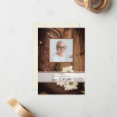 ホワイトデイジーブーツ共有メモリ葬儀メモリアル ノートカード (正面/裏面インサイチュ)