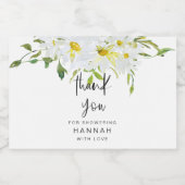 ホワイトデイジーベビーシャワーありがとうお願い スパークリングワインラベル (シングルラベル)