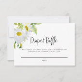 ホワイトデイジーベビーシャワーおむつラッフルカード (正面)