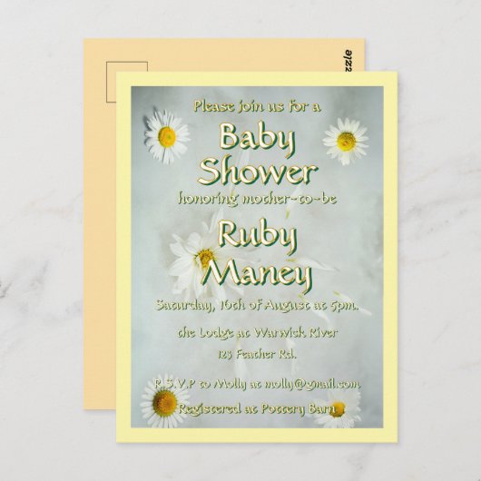 ホワイトデイジーベビーシャワー ポストカード (正面/裏面)