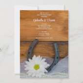 ホワイトデイジーホースシューウェスタン結婚ポストズブランチ 招待状 (正面)