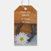 ホワイトデイジーホースシューウェスタン結婚式の引き出物ラベル ギフトタグ (正面)