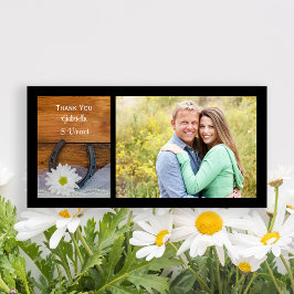 ホワイトデイジーホースシュー結婚ウェスタンありがとう サンキューカード