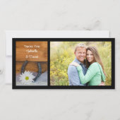 ホワイトデイジーホースシュー結婚ウェスタンありがとう サンキューカード (正面)