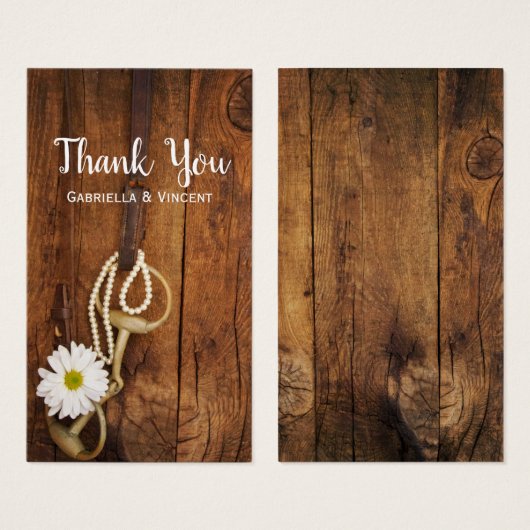 ホワイトデイジーホースビットウェスタン結婚式の引き出物ラベル (正面&裏面)