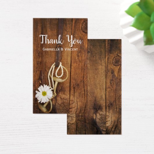 ホワイトデイジーホースビットウェスタン結婚式の引き出物ラベル (デスク)