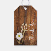 ホワイトデイジーホースビットウェスタン結婚式の引き出物ラベル ギフトタグ (正面)
