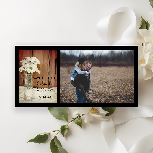 ホワイトデイジーボトルバーンウェディング日付を保存 セーブザデート