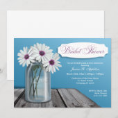 ホワイトデイジーメイソンジャー結婚式前のお茶会招待状 招待状 (正面/裏面)