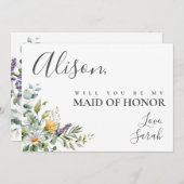 ホワイトデイジーメイド・オブ・オーナー（花嫁付き添い人）提案カード 招待状 (正面/裏面)