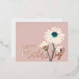 ホワイトデイジーモダンフローラハッピーマザーズ 箔シーズンポストカード