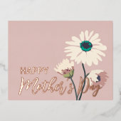 ホワイトデイジーモダンフローラハッピーマザーズ 箔シーズンポストカード (正面)